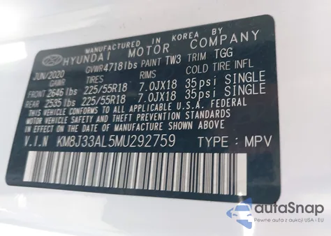 2021 Hyundai Tucson Sel from USA, damaged, VIN KM8J33AL5MU292759